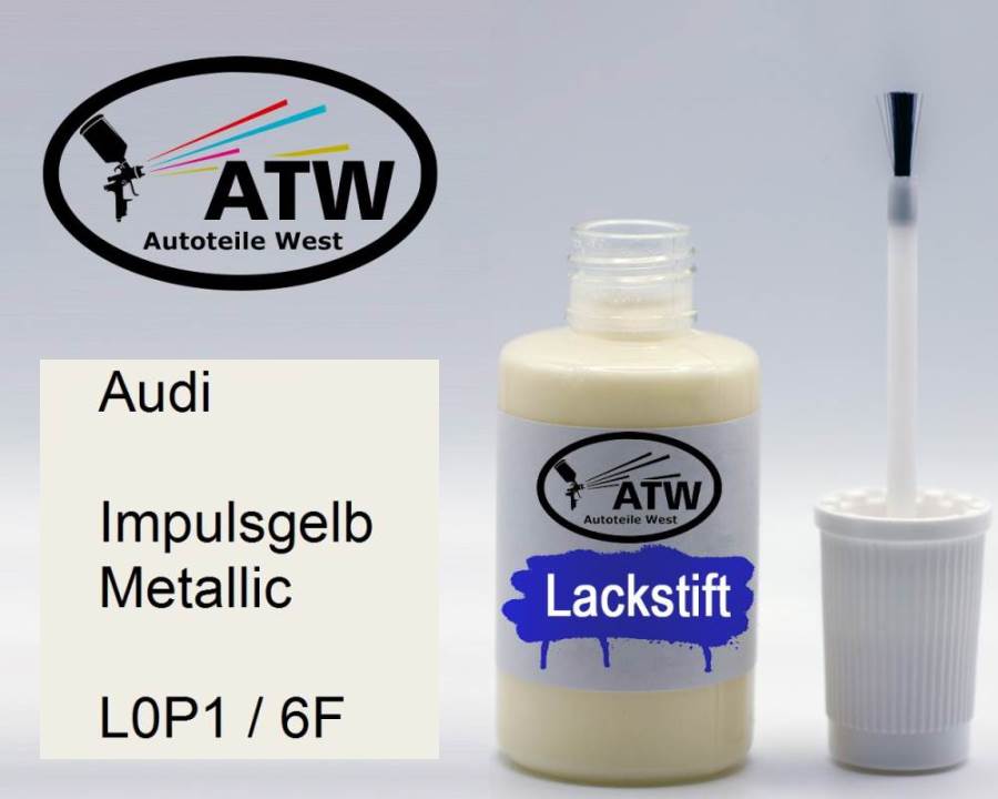 Audi, Impulsgelb Metallic, L0P1 / 6F: 20ml Lackstift, von ATW Autoteile West.